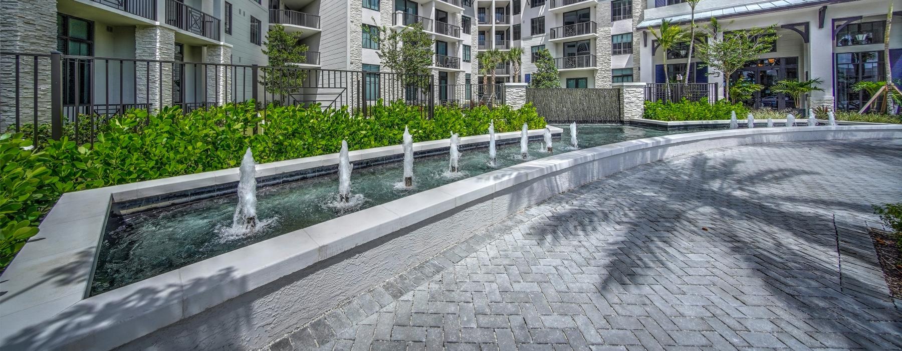 water fountains in courtyard