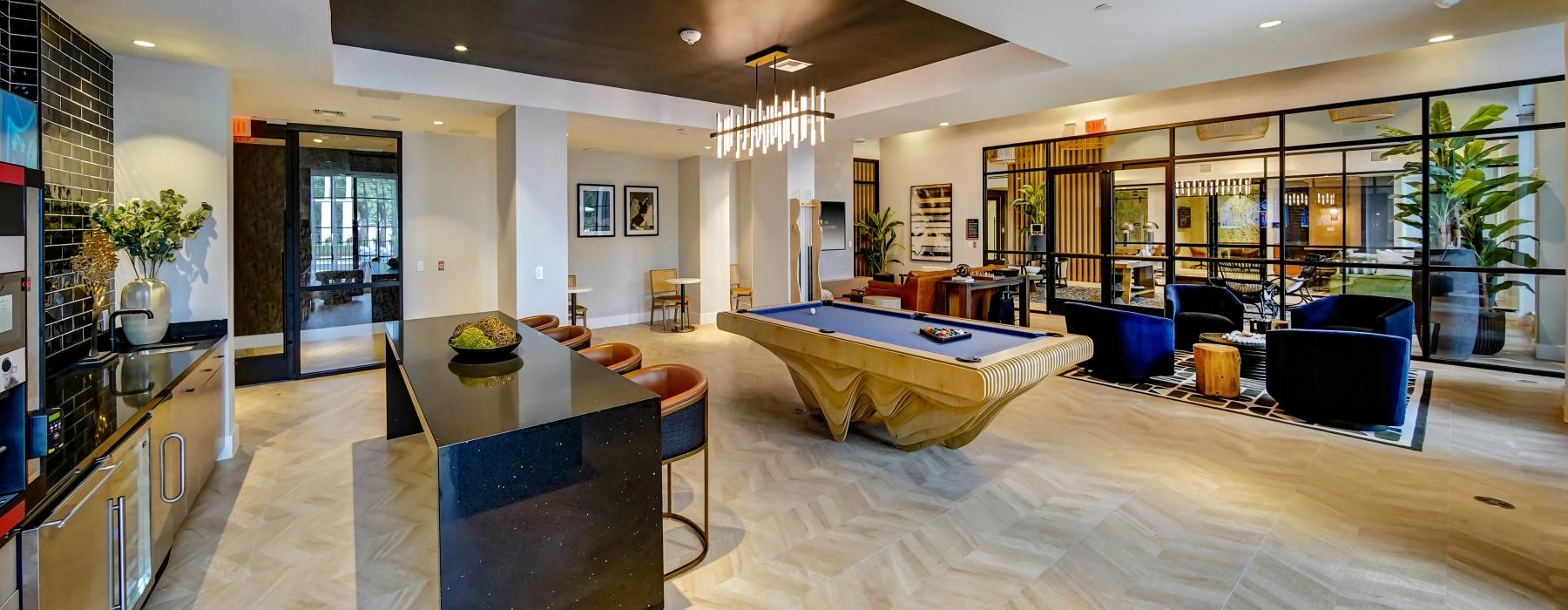 clubhouse kitchen with recessed lighting